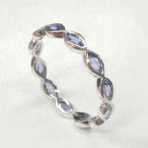 Bezel-Set Marquise Tanzanite Full Eternity Band 14K White Gold