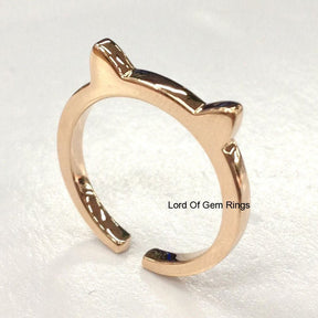 Bezel Set Moissanite Cat Open Ring 14K Rose Gold - Lord of Gem Rings