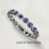 Bezel-Set Natural Blue Sapphires Milgrain Bubble September Birthstone Band - Lord of Gem Rings