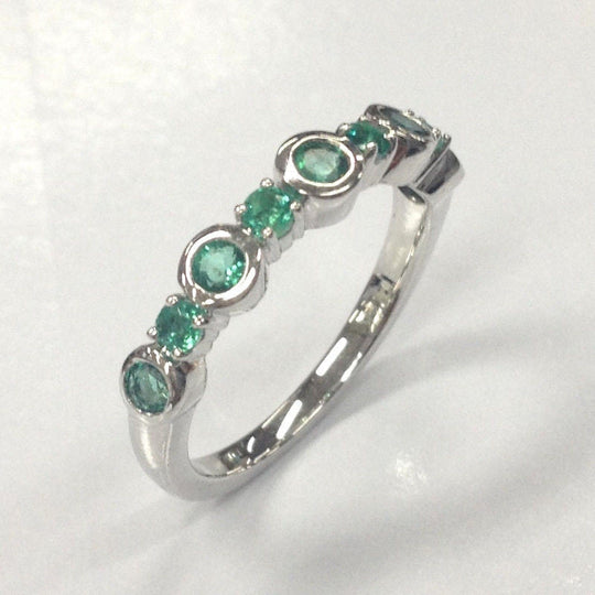 Bezel Set Natural Emerald May Birthstone Band