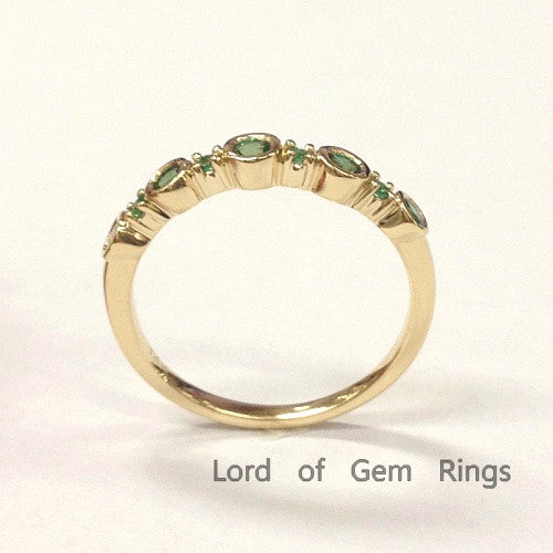Bezel Set Natural Emerald May Birthstone Band - Lord of Gem Rings