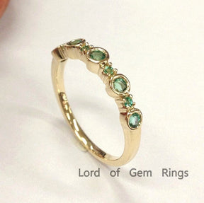 Bezel Set Natural Emerald May Birthstone Band - Lord of Gem Rings