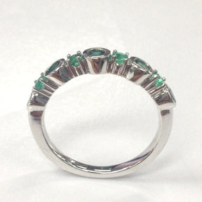 Bezel Set Natural Emerald May Birthstone Band - Lord of Gem Rings