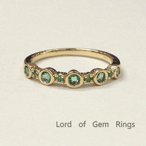 Bezel Set Natural Emerald May Birthstone Band - Lord of Gem Rings