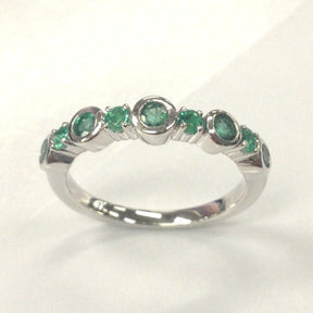 Bezel Set Natural Emerald May Birthstone Band - Lord of Gem Rings