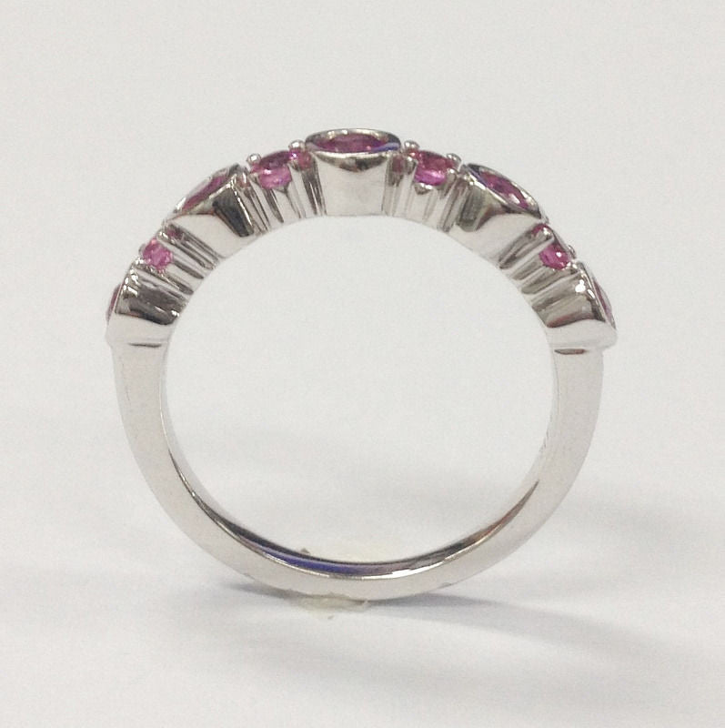 Bezel Set Natural Pink Sapphire Bubble September Birthstone Band - Lord of Gem Rings