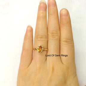 Bezel Set Oval Citrine Solitaire Ring 14K Yellow Gold - Lord of Gem Rings