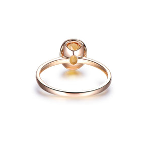 Bezel Set Oval Citrine Solitaire Ring 14K Yellow Gold - Lord of Gem Rings