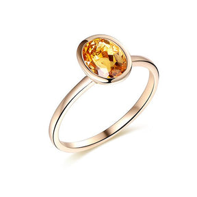 Bezel Set Oval Citrine Solitaire Ring 14K Yellow Gold - Lord of Gem Rings