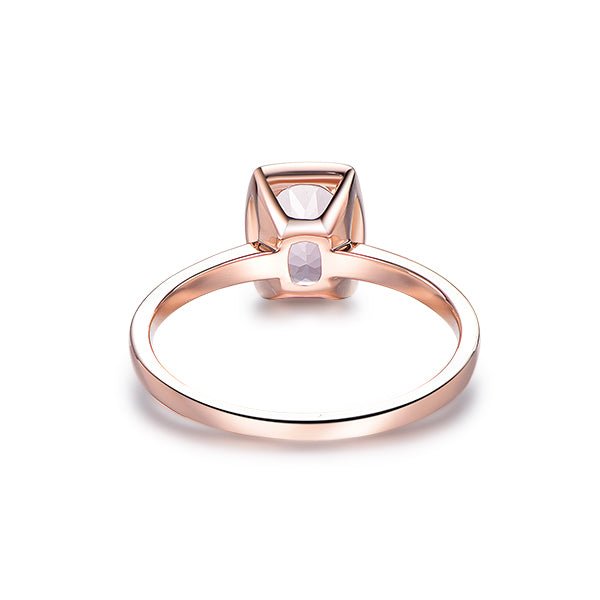 Bezel Set Oval Morganite Solitaire Ring 14K Rose Gold - Lord of Gem Rings