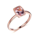 Bezel Set Oval Morganite Solitaire Ring 14K Rose Gold - Lord of Gem Rings