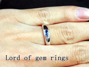 Bezel Set Oval Natural Blue Sapphire September Birthstone Solitaire Ring - Lord of Gem Rings