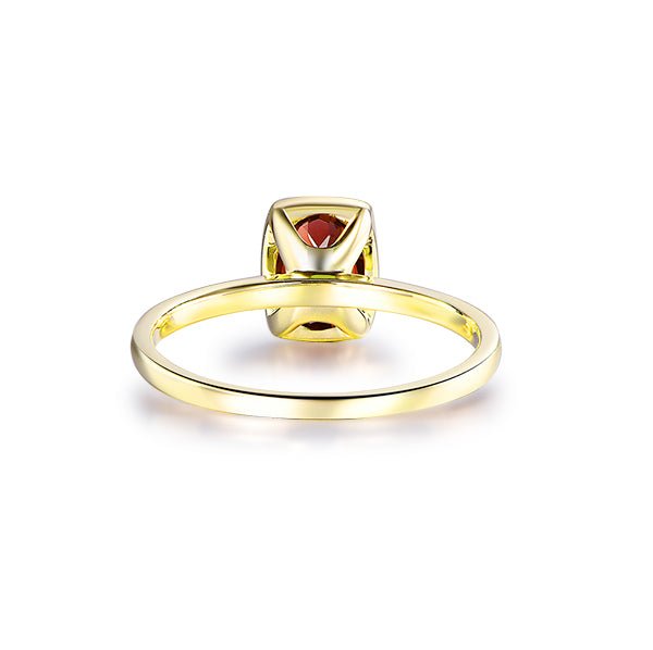 Bezel-Set Oval Red Garnet Solitaire Ring 14K Yellow Gold - Lord of Gem Rings