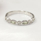 Bezel Set Peridot Diamond Marquise and Dot August Birthstone Band - Lord of Gem Rings