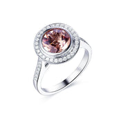 Bezel-Set Round Morganite Diamond Halo Ring with Hidden Accents - Lord of Gem Rings