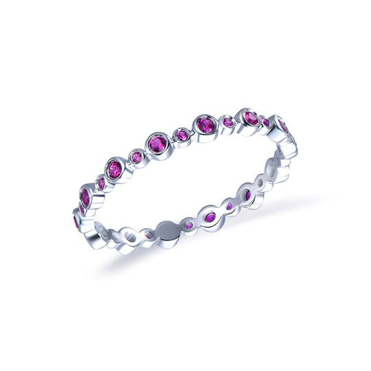Bezel Set Ruby Bubble Full Eternity July Birthstone Band
