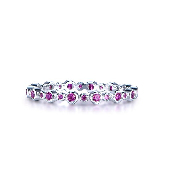 Bezel Set Ruby Bubble Full Eternity July Birthstone Band - Lord of Gem Rings