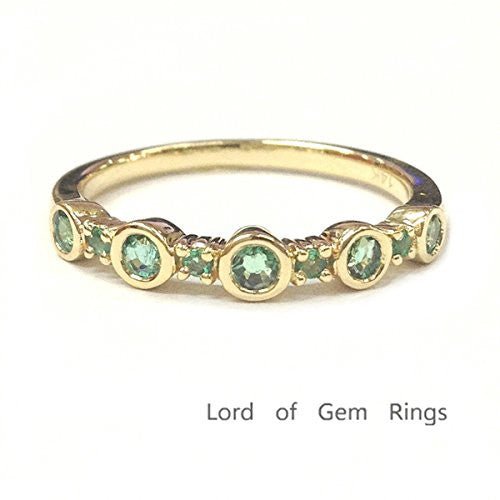 Bezel-Set Tsavorite(Garnet) Bubble January Birthstone Band - Lord of Gem Rings