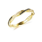 Black and White Diamond Twisted Eternity Ring 14K Gold - Lord of Gem Rings