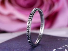 Black Diamond Full Eternity Wedding Band with Milgrain - Lord of Gem Rings