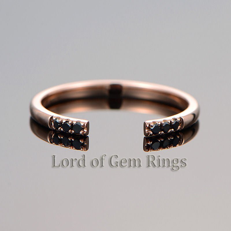 Black Diamond Symmetrical Open Ring 14K Rose Gold - Lord of Gem Rings