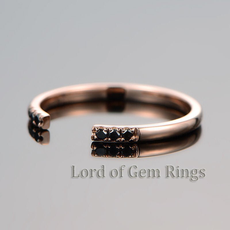 Black Diamond Symmetrical Open Ring 14K Rose Gold - Lord of Gem Rings