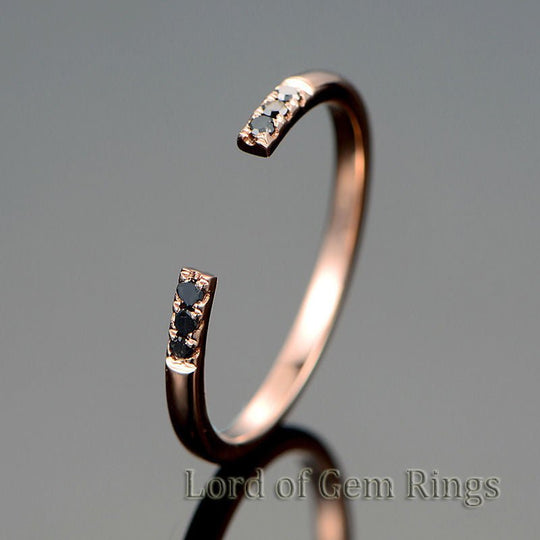 Black Diamond Symmetrical Open Ring 14K Rose Gold