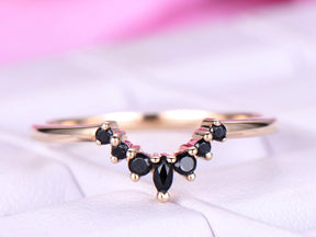 Black Onyx Engagement Ring Tiara Wedding 14K Yellow Gold - Lord of Gem Rings