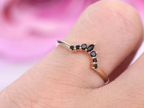 Black Onyx Engagement Ring Tiara Wedding 14K Yellow Gold - Lord of Gem Rings