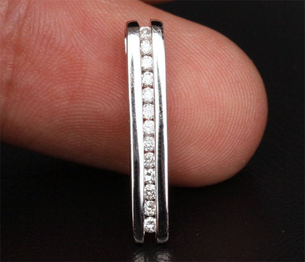 Brilliant .33ctw Diamonds 14k White Gold Channel Journey Pendant For Necklace - Lord of Gem Rings