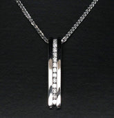Brilliant .33ctw Diamonds 14k White Gold Channel Journey Pendant For Necklace - Lord of Gem Rings