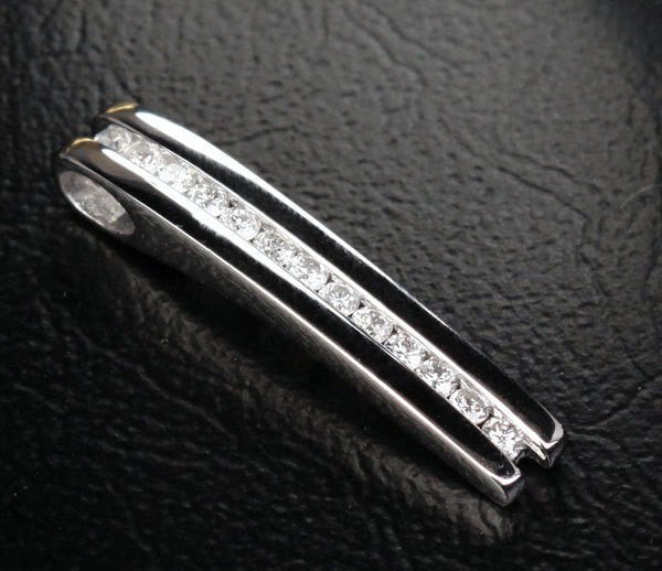 Brilliant .33ctw Diamonds 14k White Gold Channel Journey Pendant For Necklace - Lord of Gem Rings