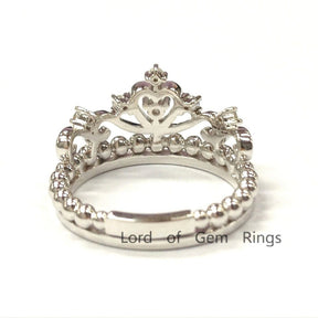 Brilliant Diamond Crown Engagement Ring 14K White Gold - Lord of Gem Rings
