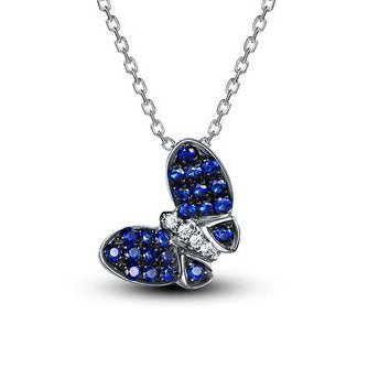 Butterfly Blue Sapphire Pendant 18k Gold