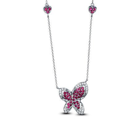 Butterfly Natural Ruby Nacklace 18k Gold