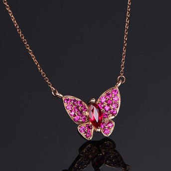 Butterfly Natural Ruby Pendant 18k Gold - Lord of Gem Rings