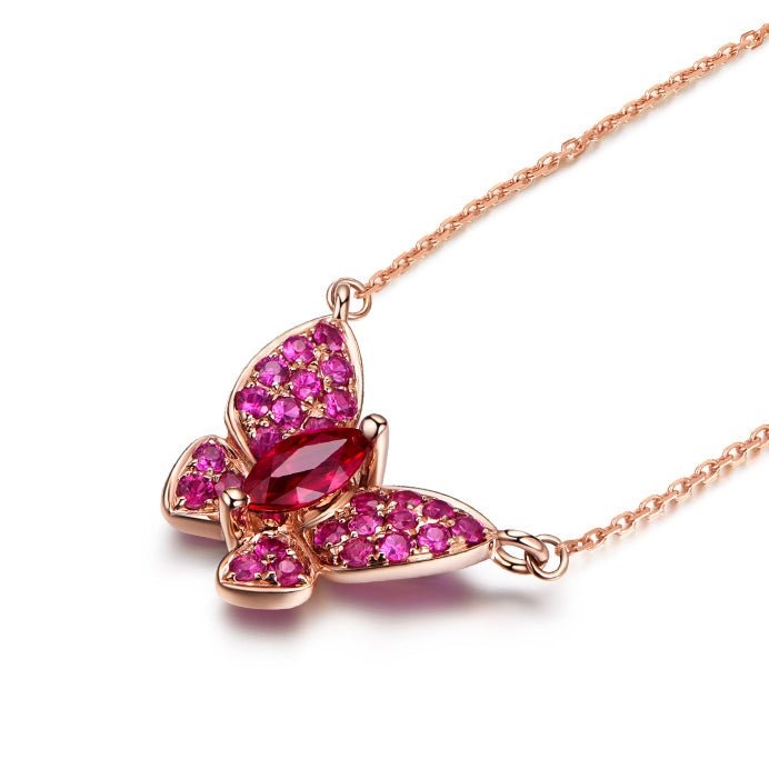 Butterfly Natural Ruby Pendant 18k Gold - Lord of Gem Rings