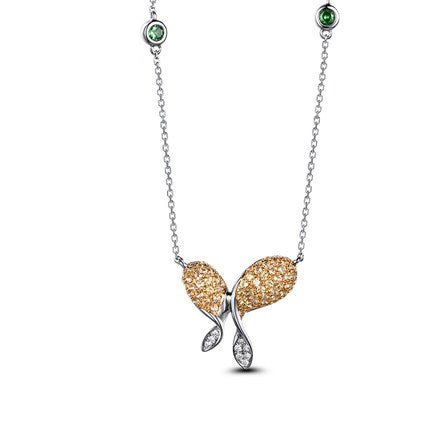 Butterfly Natural Yellow Sapphire Nacklace 18k Gold