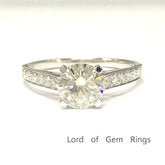 Cathedral Round Moissanite Engagement Ring - Lord of Gem Rings