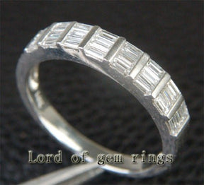 Channel Set Baguette Diamond Bar Ring 14K White Gold - Lord of Gem Rings