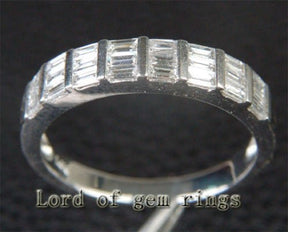 Channel Set Baguette Diamond Bar Ring 14K White Gold - Lord of Gem Rings