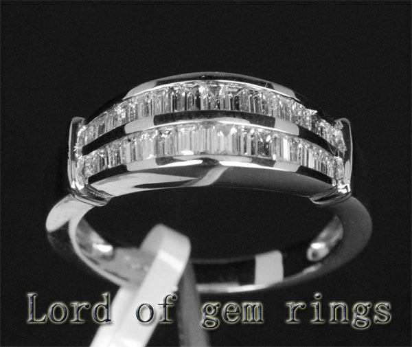 Channel Set Baguette Diamond Double Row Wedding Band (.83ctw) - Lord of Gem Rings