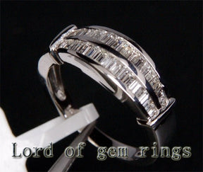 Channel Set Baguette Diamond Double Row Wedding Band (.83ctw) - Lord of Gem Rings