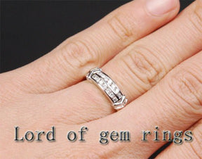 Channel Set Diamond Double Arrow Anniversary Band 14K White Gold - Lord of Gem Rings