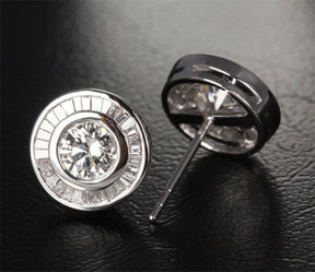Channel Set Diamond Stud Earrings 14K White Gold - Lord of Gem Rings