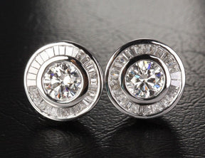 Channel Set Diamond Stud Earrings 14K White Gold - Lord of Gem Rings