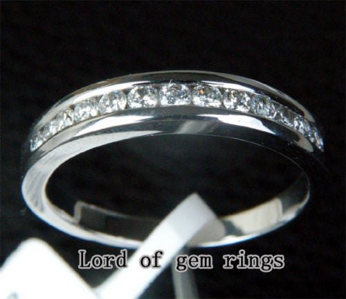 Channel Set Diamond Wedding Band Half Eternity Ring 14K White Gold - Lord of Gem Rings