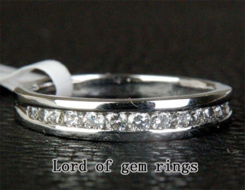 Channel Set Diamond Wedding Band Half Eternity Ring 14K White Gold - Lord of Gem Rings