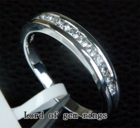 Channel Set Diamond Wedding Band Half Eternity Ring 14K White Gold - Lord of Gem Rings