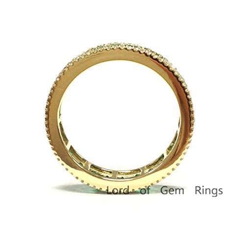 Channel-Set Princess Emerald Diamond May Birthstone Band in Yellow Gold - Lord of Gem Rings